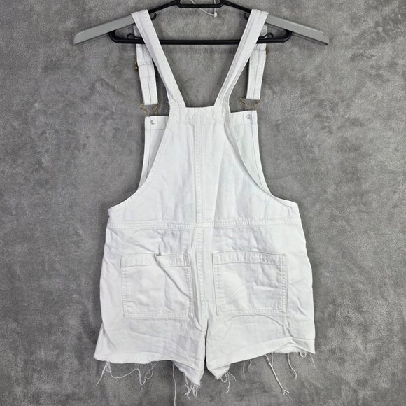 Womens Universal Thread White Denim Shortalls Romper 100% Cotton 3" Inseam 6 - Picture 5 of 9